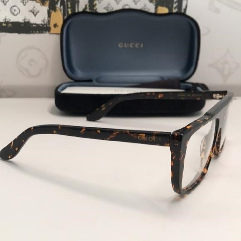 New Authentic Gucci Tortoiseshell Square Glasses GG1040o 002 - Picture 10 of 14